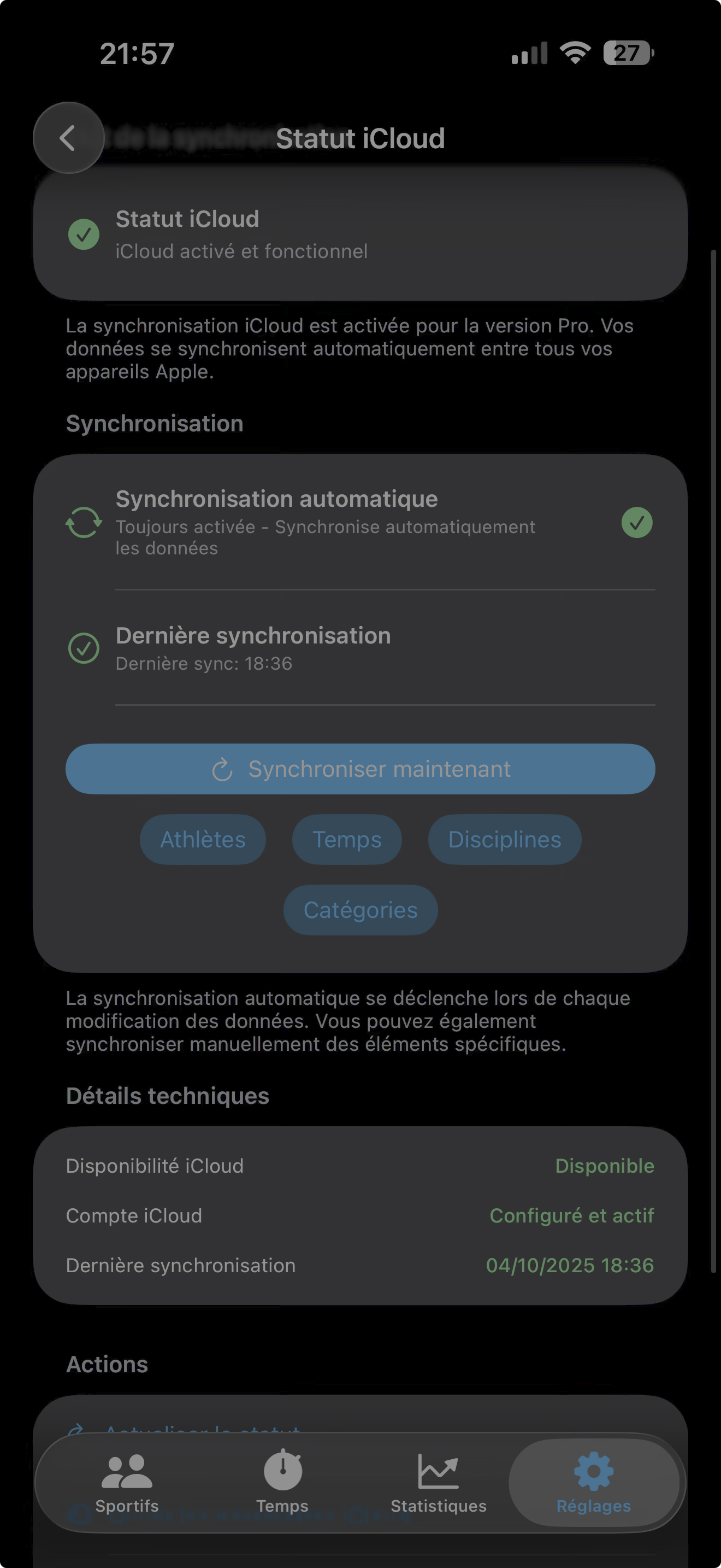 Synchronisation iCloud